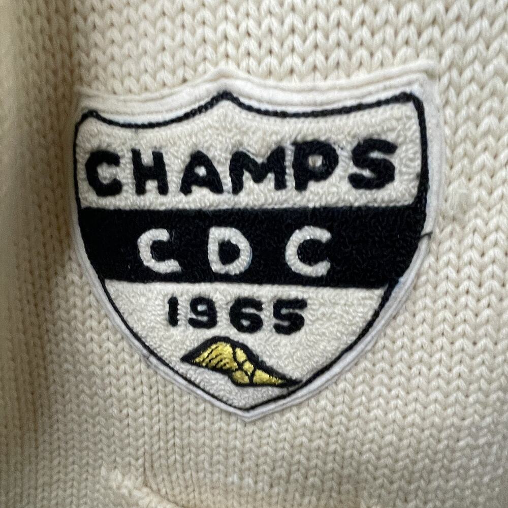 VTG 60s Letterman Cream Cardigan Varsity Letter Sweater Track Running Champs 42 - Picture 6 of 16